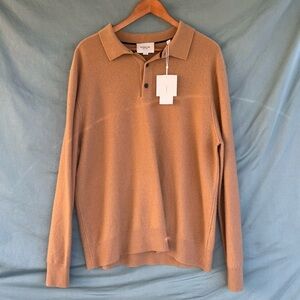 NWT Vince Cashmere Polo Neck Sweater Size XL Tan Retail‎ $495 Knit Plush Yarn
